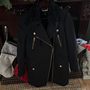 Rare!! Authentic Juicy Couture Black Wool Melton Moto Peacoat S